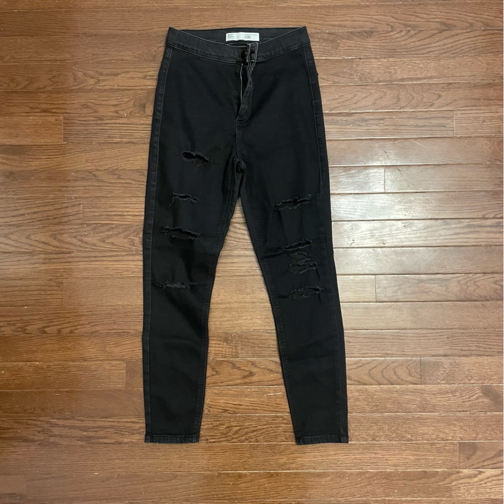 Topshop Moto Black Ripped Skinny Jeans